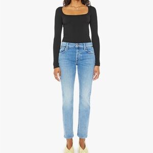 MOTHER Mid Rise Hiker Hover Straight Leg Jeans in Full Moon